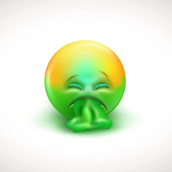 Krankes Emoticon mit herausgestreckter Zunge - Vektorillustration — Stockvektor