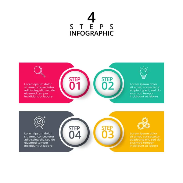 Abstracte elementen van de grafiek, diagram met 4 stappen, opties, onderdelen of processen. Sjabloon voor diagram, grafiek, presentatie — Stockvector