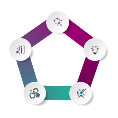 Infographic tasarım simgeler için diyagramı, grafik, sunma ve yuvarlak grafik vektör ve pazarlama. Kavramı 5 seçeneği ile