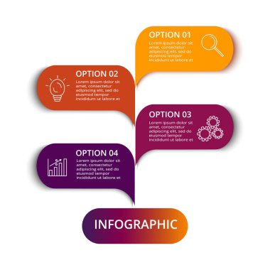 Vektör iş tanıtımı için şablon. İş kavramı ile 4 seçenekleri, parçalar, adımları veya işlemler.