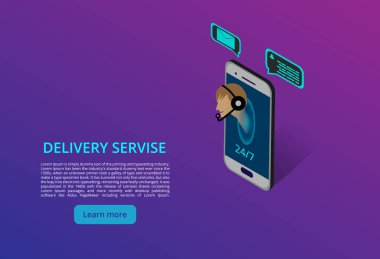 Bir gün ve haftanın 7 günü 24 saat etrafında müşteriler için yardım. Vektör modern tasarım açıklayıcı simge. teslimat hizmeti 24 7.