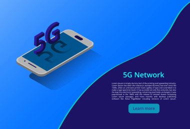 5g yeni kablosuz internet wifi bağlantısı. izometrik vektör kavramı. Otomasyon bilgisayar illüstrasyon ağı ile