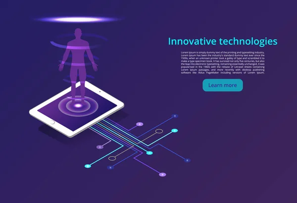 Tecnologías digitales. Monitoreo y pruebas del proceso digital. Análisis digital de negocios. Concepto isométrico de diseño moderno — Vector de stock