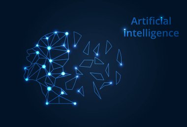 Soyut yapay zeka. Satır yapay zeka anlamını simgeleyen düşünürler için bağlı. Teknoloji web arka plan. Sanal kavramı