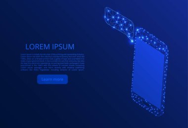 Şeklinde noktaları, satırları oluşan kırık cam, enkaz, uzay, soyut cep telefonu. Smartphone çerçeve vektör kavramı