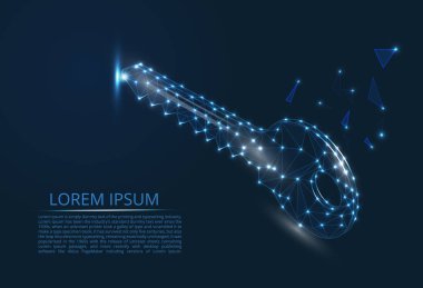 Soyut resim anahtarın bir takımyıldızı şeklinde. Puan ve satırından oluşur. Veri saklama ve koruma bir yıldızlı gökyüzü veya alanı şeklinde vektör poligonal görüntülerin. Siber Güvenlik