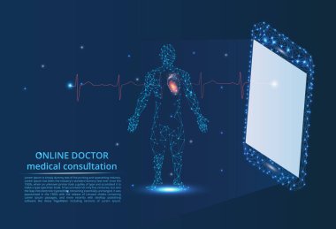 Online doktor. Tıp ve telefon soyut bir görüntü. Medetzin yenilikçi teknolojileri. Kalp atım, darbe, sağlıklı kalp.