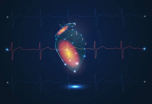 Uma imagem abstrata de um coração saudável. Tecnologias inovadoras em Medetzin. Batimentos cardíacos, pulso, coração saudável . — Vetor de Stock