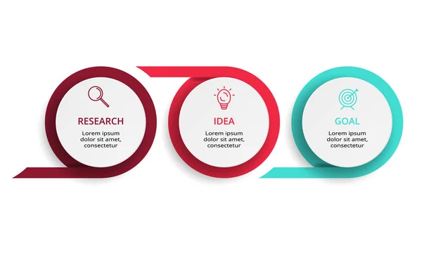 Círculo de elementos de gráfico, diagrama con 3 pasos, opciones, partes o procesos. Plantilla para infografía, presentación — Archivo Imágenes Vectoriales