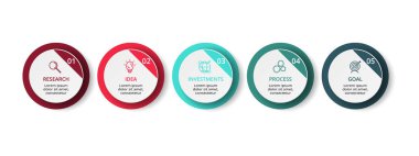 Infographic tasarım simgeler için diyagramı, grafik, sunma ve yuvarlak grafik vektör ve pazarlama. Kavramı 5 seçeneği ile
