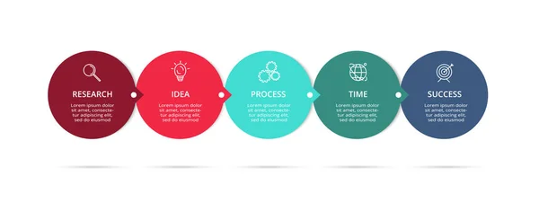 Креативная концепция для инфографики с 5 шагами, опциями, деталями или процессами. Визуализация бизнес-данных. Векторный бизнес-шаблон для презентации хронологии . — стоковый вектор