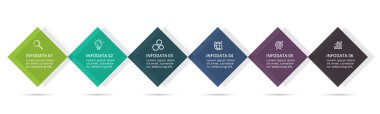 Infographic tasarım simgeler için diyagramı, grafik, sunma ve yuvarlak grafik vektör ve pazarlama. Kavram 6 seçeneği ile