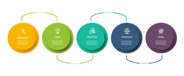 Infographic tasarım simgeler için diyagramı, grafik, sunma ve yuvarlak grafik vektör ve pazarlama. Kavramı 5 seçeneği ile