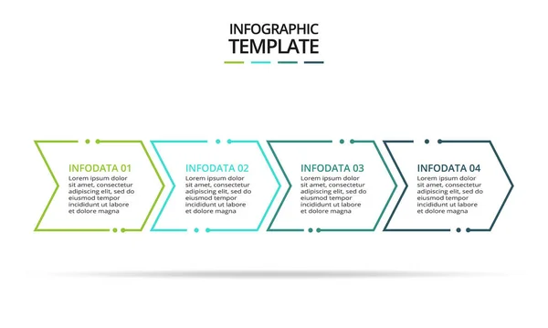 Elemento linea sottile per infografica. Modello per diagramma, grafico, presentazione e grafico. Concetto con 4 opzioni ... — Vettoriale Stock