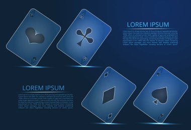 Poker, casino ve kumar kavramı. Dört as skarta, poker casino illüstrasyon