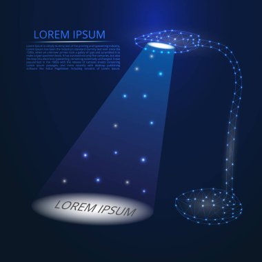 A okul sırası lamba mavi noktaları ışık, şekilleri ve çizgileri, yıldızlı gökyüzü şeklinde soyut resim.