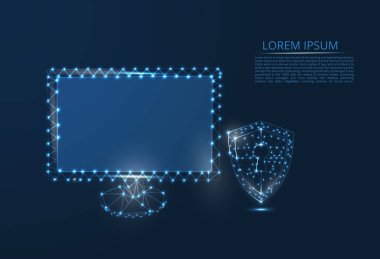 Siber Güvenlik Kavramı'nın soyut görüntüsü. Anahtar deliği simgesiyle kalkan. Antivirus