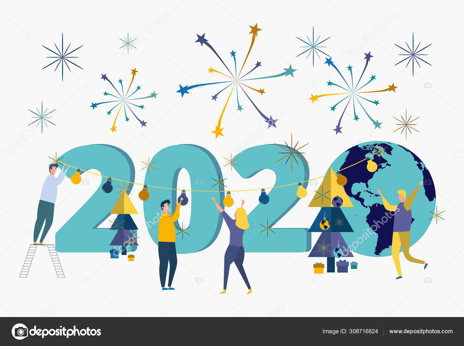 People Celebrate The New Year 2020 Metaphor Of Carporative