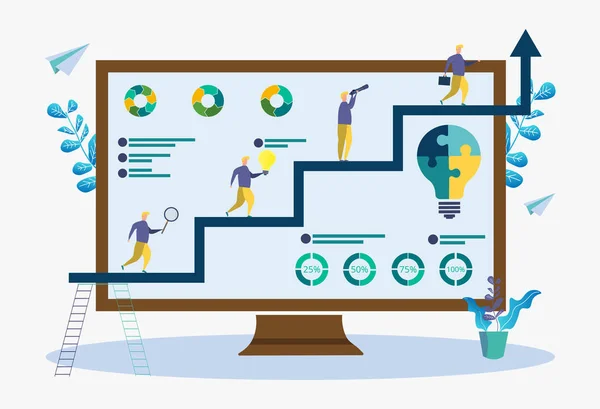 Досягти успіху та цілей у бізнесі. Інфографічна барвиста ілюстрація. Кар'єра . — стоковий вектор