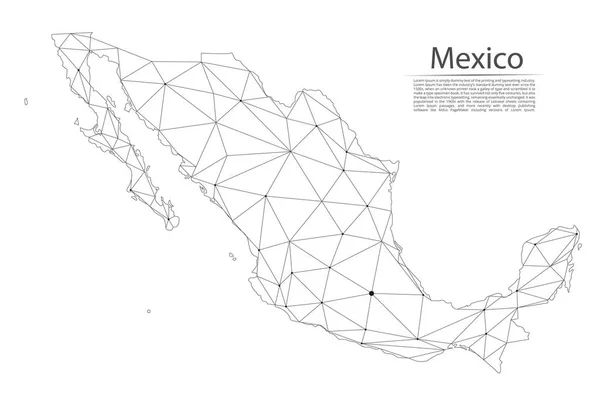 Karta över Mexico-anslutning. Vector Low-Poly bild av en global karta med ljus i form av städer eller befolkningstäthet, bestående av punkter och former i form av stjärnor och rymden. — Stock vektor