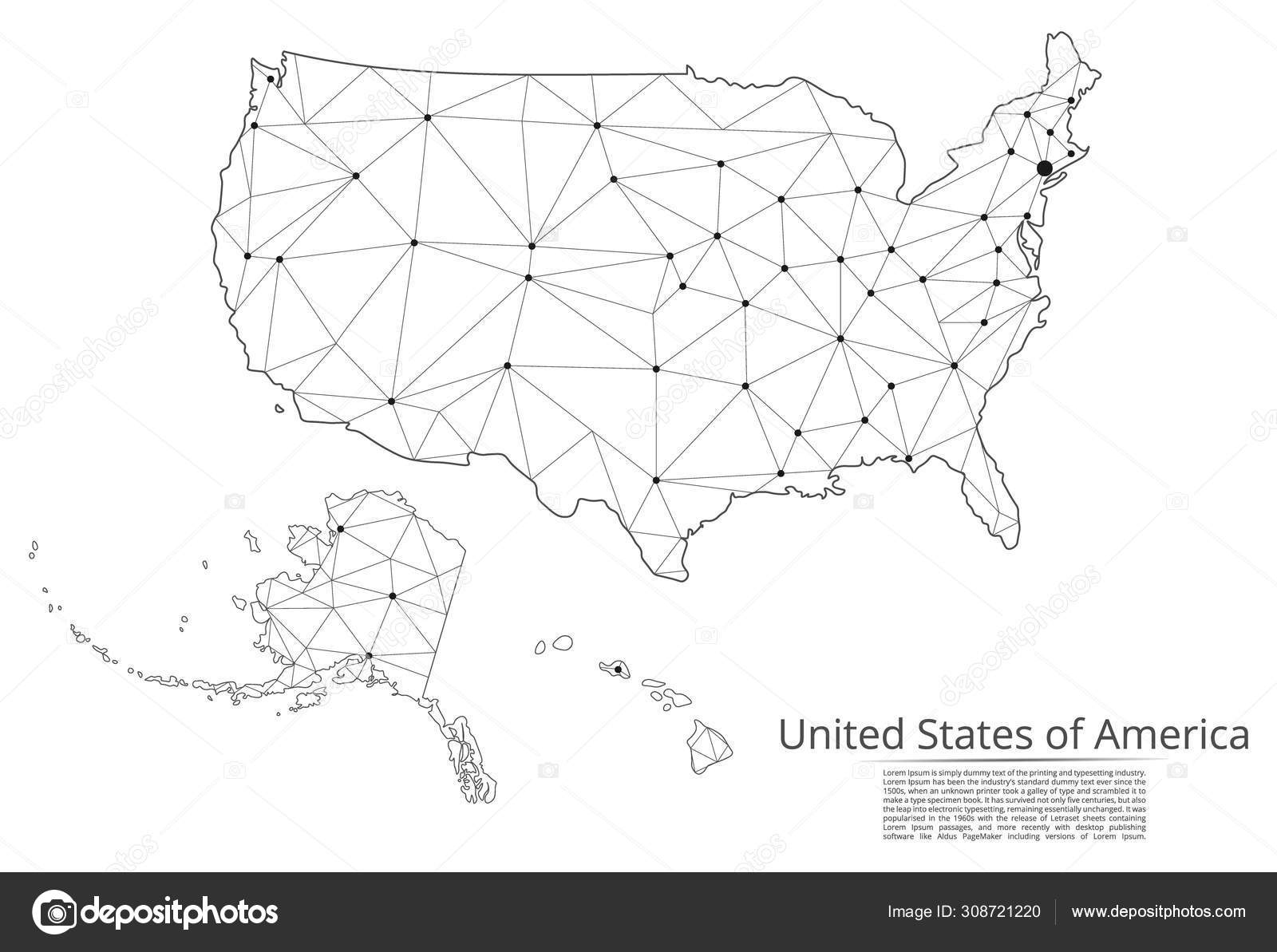 Die karte des netzwerks der vereinigten