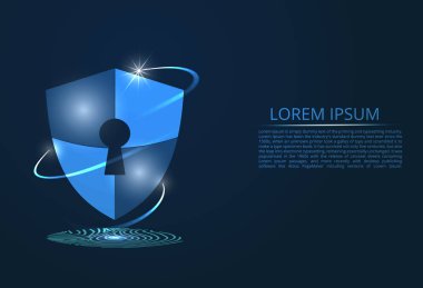 Siber güvenlik kavramının soyut görüntüsü. Siber güvenlik veya bilgilerin gizliliği fikrini gösterir