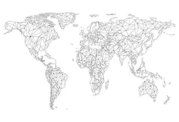 Dünya ağ haritası. Dünya şehirleri veya puan ve şekiller ve uzay oluşan nüfus yoğunluğu şeklinde bir küresel harita vektör düşük poli görüntü. World Wide Web konsepti. Kolay dolandırıla — Stok Vektör