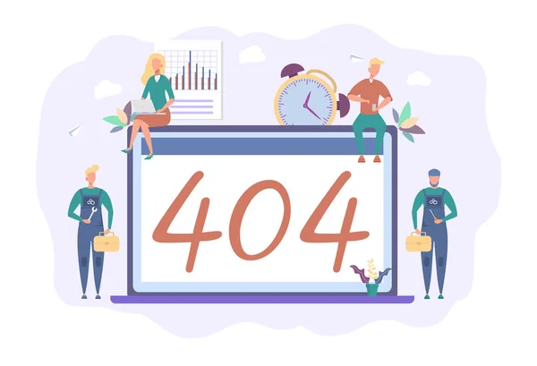 404 Hiba Internetről Megszakítva Nem Elérhető Emberek Kapcsolódnak Internethez — Stock Vector
