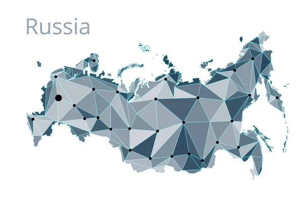 Russia Communication Network Map Vector Low Poly Image — Stock Vector