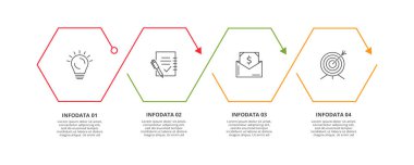 Bilgisel bilgi için ince çizgi ögesi. Şablon, grafik, sunum ve grafik. 4 ile kavram