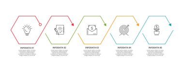 Bilgisel bilgi için ince çizgi ögesi. Şablon, grafik, sunum ve grafik. 5 ile kavram