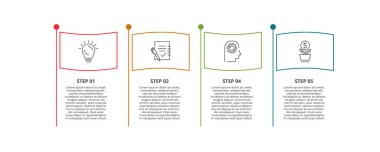 Bilgisel bilgi için ince çizgi ögesi. Şablon, grafik, sunum ve grafik. 4 ile kavram