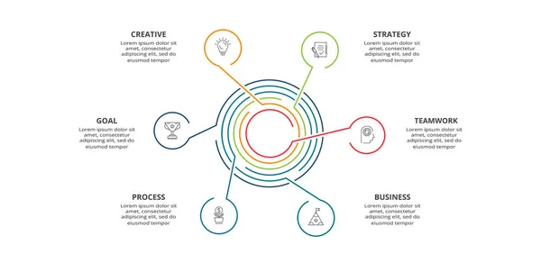 Círculo Elementos Gráfico Diagrama Con Pasos Opciones Partes Procesos Plantilla — Archivo Imágenes Vectoriales