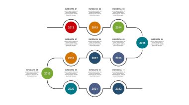 11 unsurlu zaman çizelgesi, web, iş, sunum, vektör için bilgi şablonu