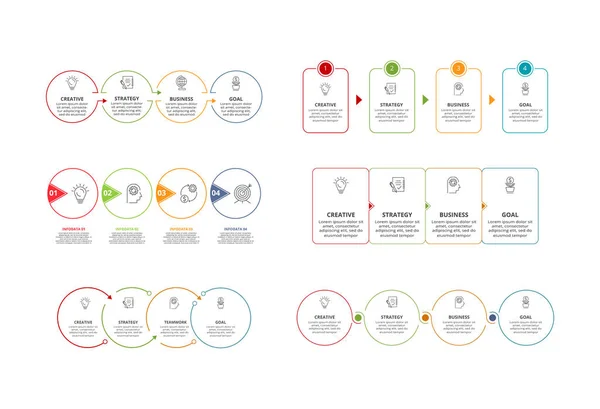 Visualisation Des Données Entreprise Organigramme Éléments Graphique Diagramme Avec Étapes — Image vectorielle