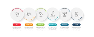 6 adım, seçenek, parça veya süreçle bilgi için yaratıcı bir kavram.