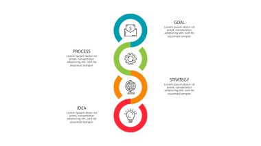 4 adım, seçenek, parça veya süreçle bilgi için yaratıcı bir kavram.