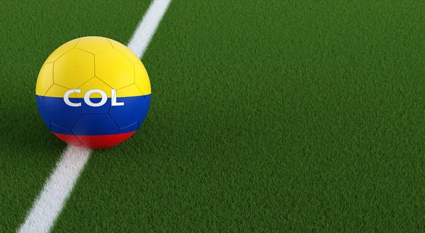 Balle Football Aux Couleurs Nationales Colombiennes Sur Terrain Football Espace — Photo