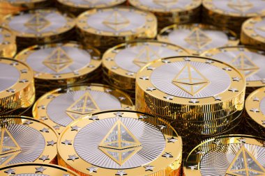 Ethereum paralar - sanal para - Cryptocurrency destesi - 3d render
