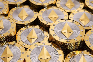 Ethereum paralar - sanal para - Cryptocurrency destesi - 3d render