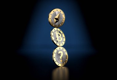 Ethereum, Bitcoin - sonraki büyük şey Kripto para birimleri cinsinden nedir? -3d render 