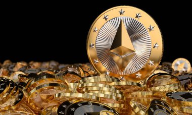 Altın Ethereum - 3d render paralar