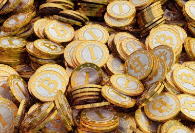 Altın bitcoins yığını