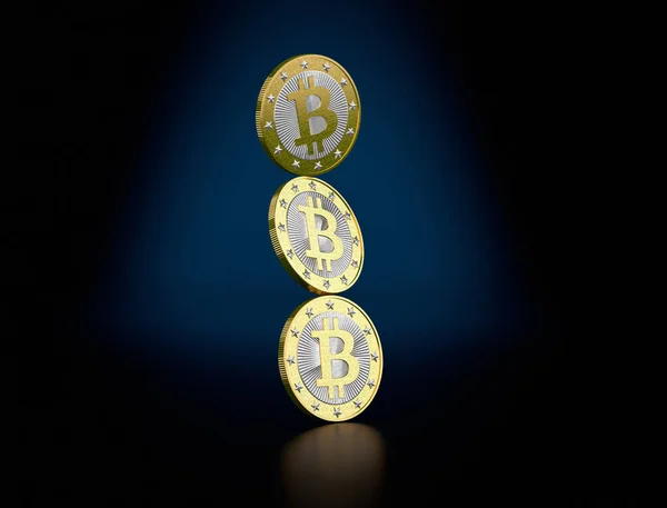 Bitcoiny Złote Niestabilność Renderowania — Zdjęcie stockowe