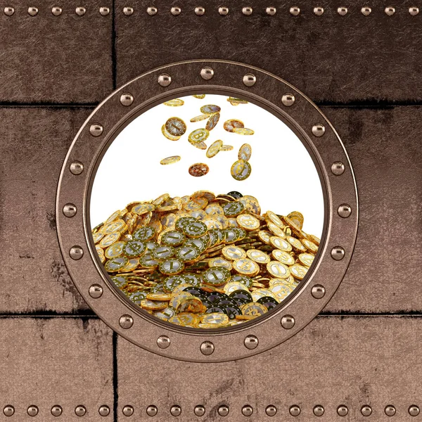 Agujero Buey Bitcoins Contenedor Dinero — Foto de Stock