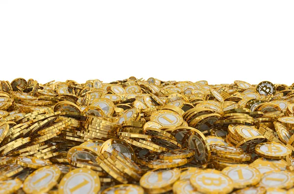 Golden Bitcoins Rendering — Stock Photo, Image