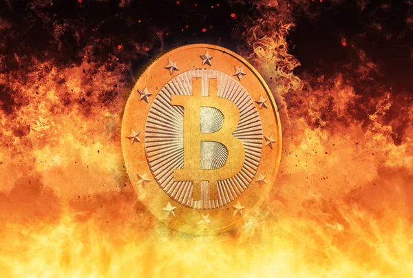 Bitcoin Jest Hot Bitcoin Waluty Wirtualnej Renderowania — Zdjęcie stockowe