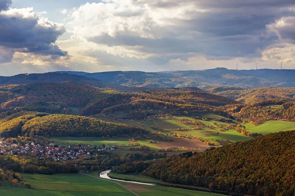 Blick Von Der Teufelskanzel Deutsch Teufelskanzel Blick Auf Die Werra — Stockfoto