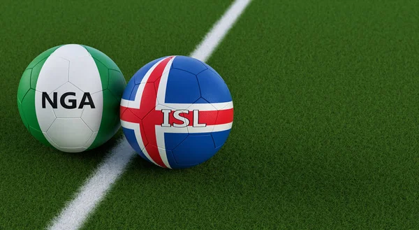 Nigera Islandia Soccer Match Pelotas Fútbol Nigeria Islandia Colores Nacionales —  Fotos de Stock