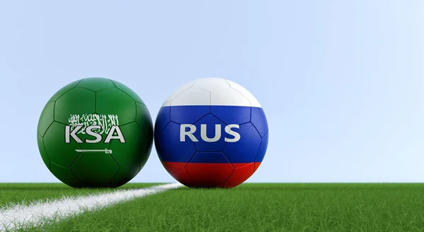 Match Russie Arabie Saoudite Balles Football Aux Couleurs Nationales Russe — Photo